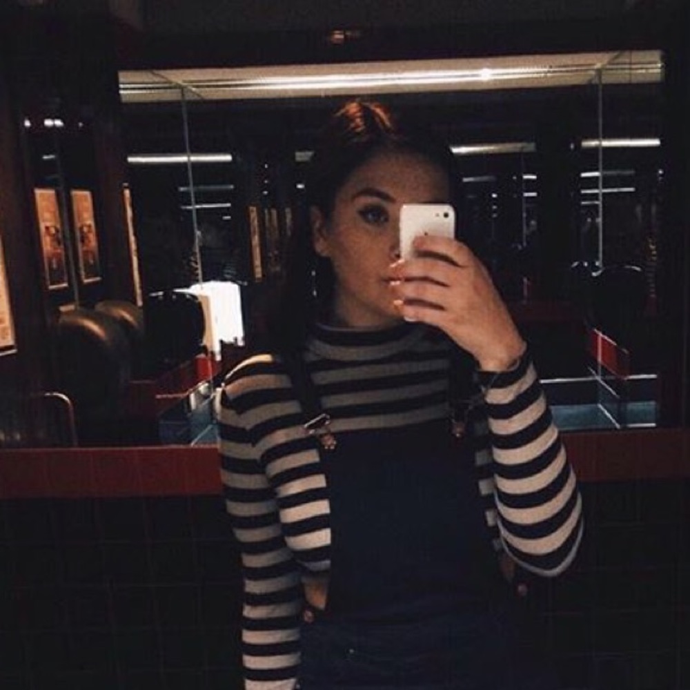 Striped Long Sleeve Mock Neck Crop Top